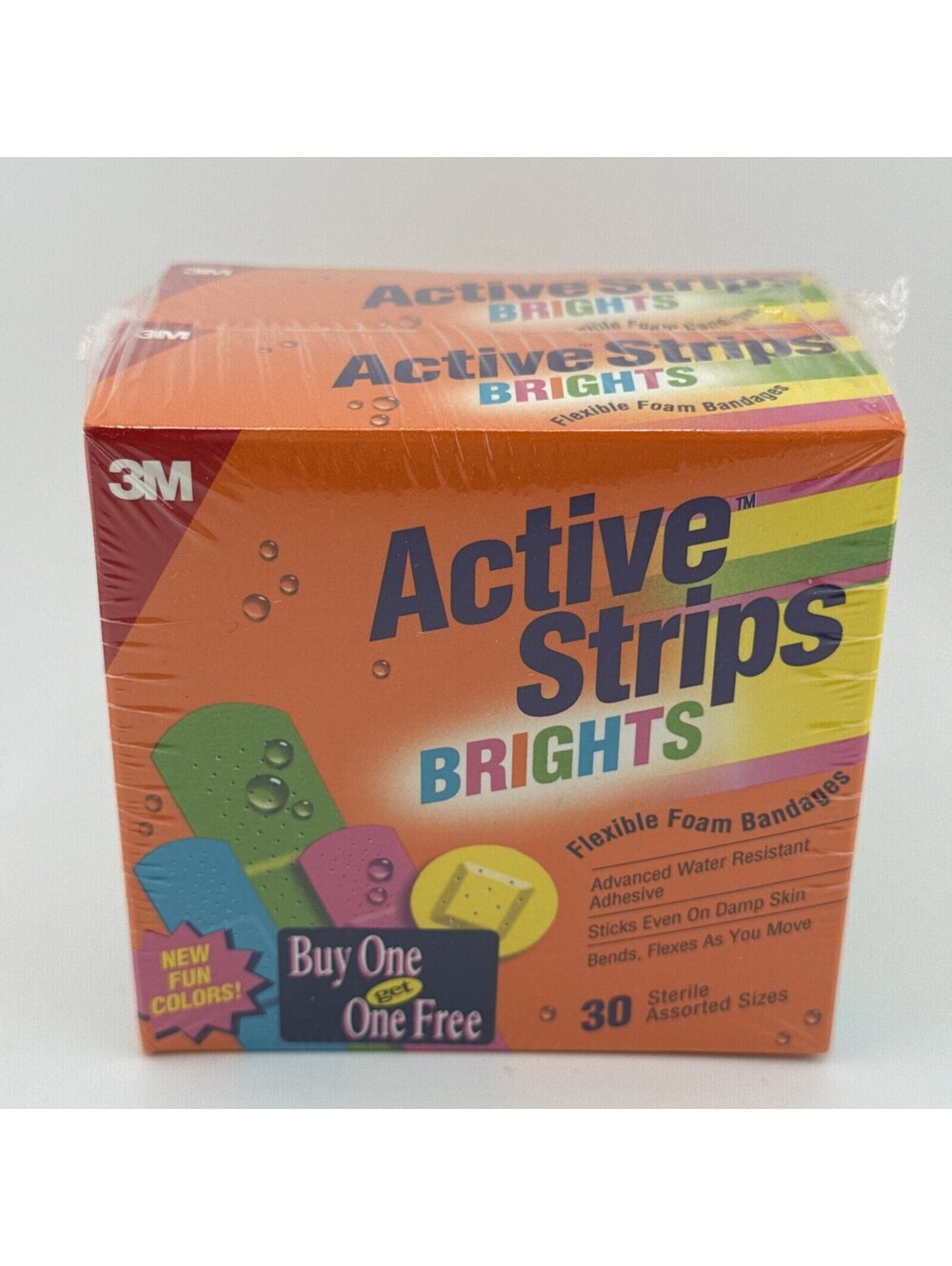 Vintage 1996 neon color bandages 3M brand active strips brights Rare 2 Box Pack